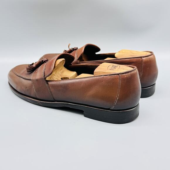 Bragano Shoes Mens 9 Brown Leather Tassel Loafers Slip On Dress Classic Italy main image 11